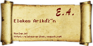 Elekes Arikán névjegykártya
